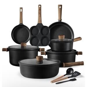 CAROTE Nonstick Pots & Pans,Cookware‎ Set 14pcs Kitchen Hakkaida Titanium